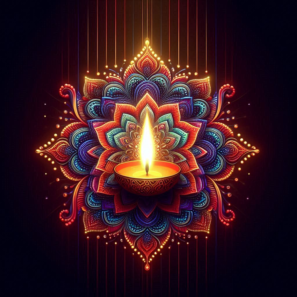 Mandala Art Diya Lamp Diwali Background Free Download