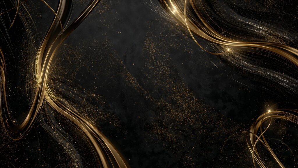 Black and Gold Background with Elegant Abstract Waves