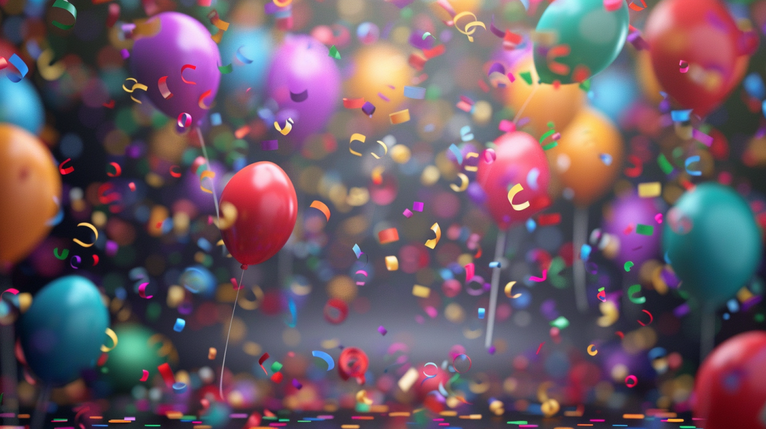 Colorful Birthday Celebration Background – Free Balloons & Confetti HD