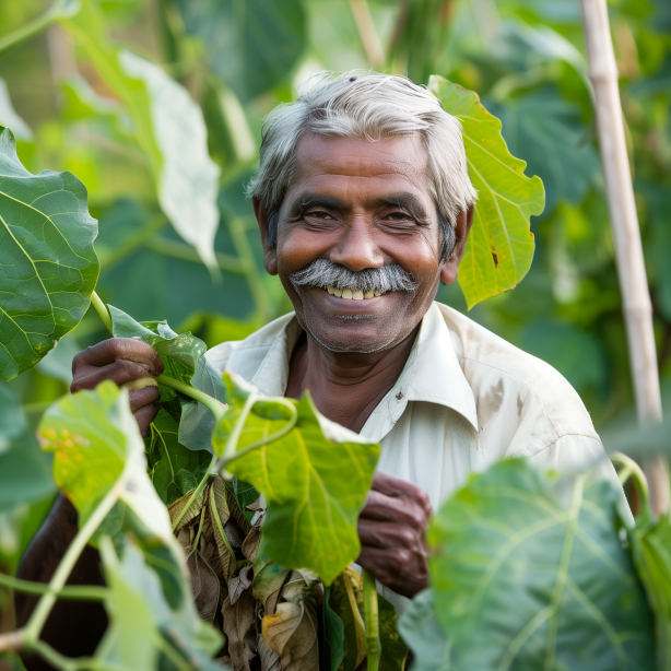 Happy Indian Farmer in Green Field