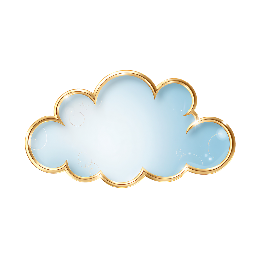 Blue Cloud Shape PNG with Golden Border