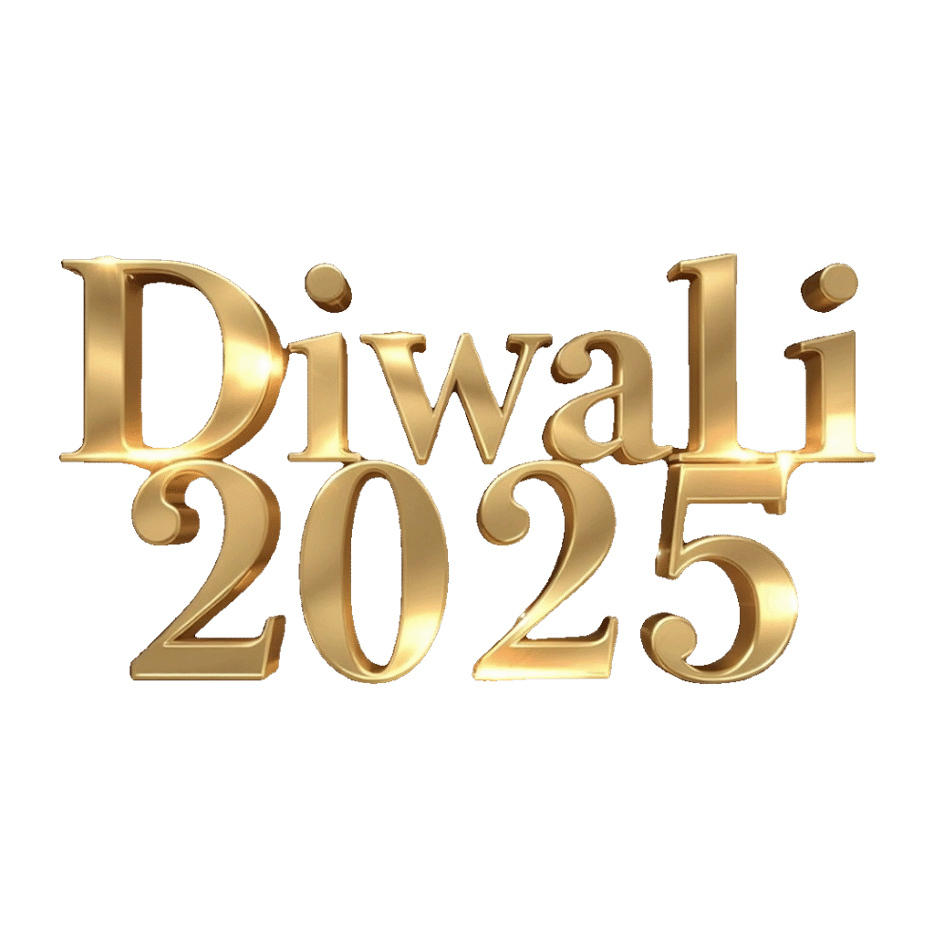 Diwali 2025 Gold Text PNG