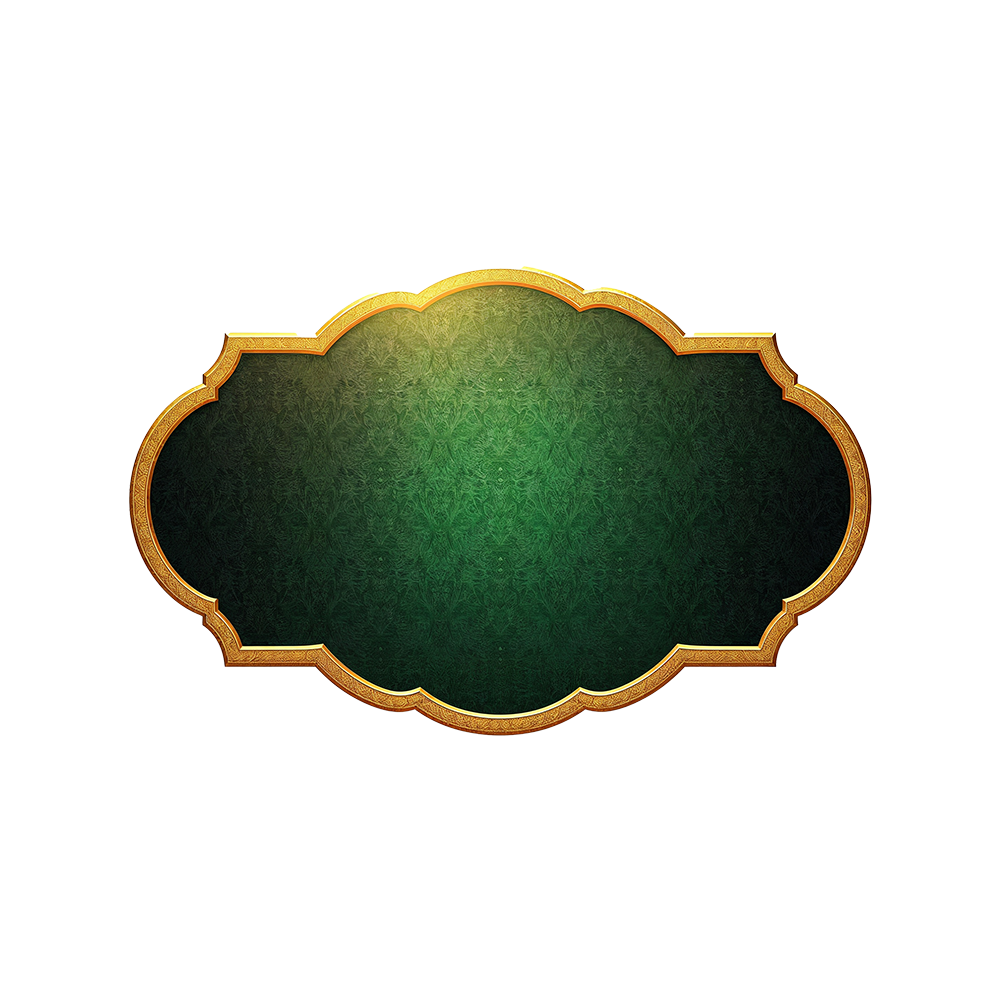 Elegant Green and Gold Ornate Frame PNG – Luxury Decorative Label Design Free Download