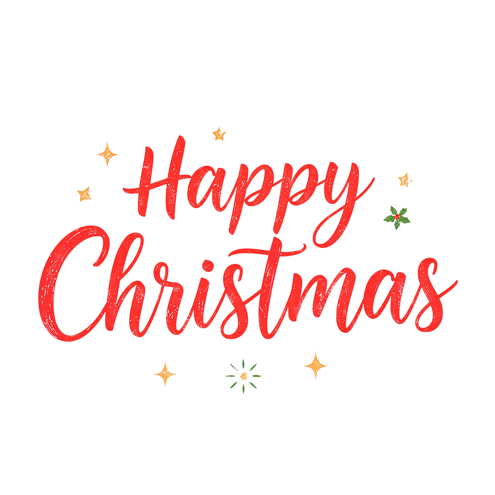 Happy Christmas Text PNG Minimal Handwritten Red Theme