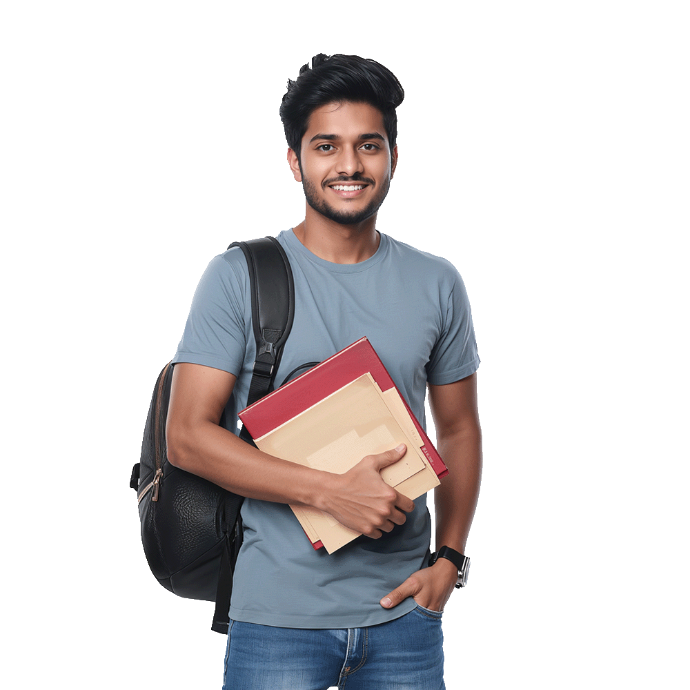 Indian College Student with Books PNG