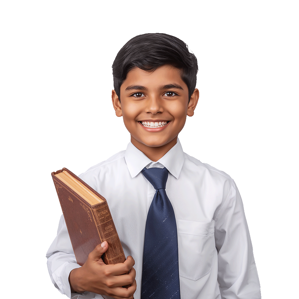 Smiling Indian School Boy Holding Book PNG